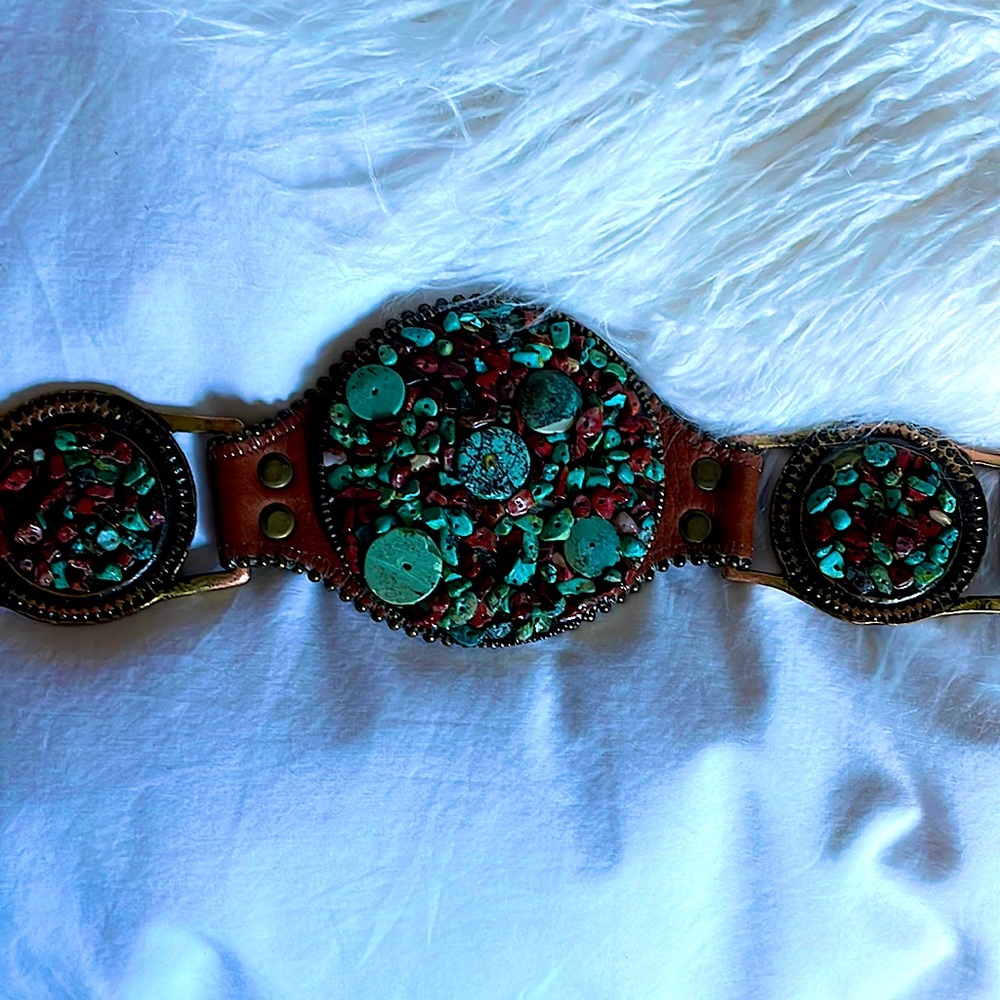 Turquoise and leather belt